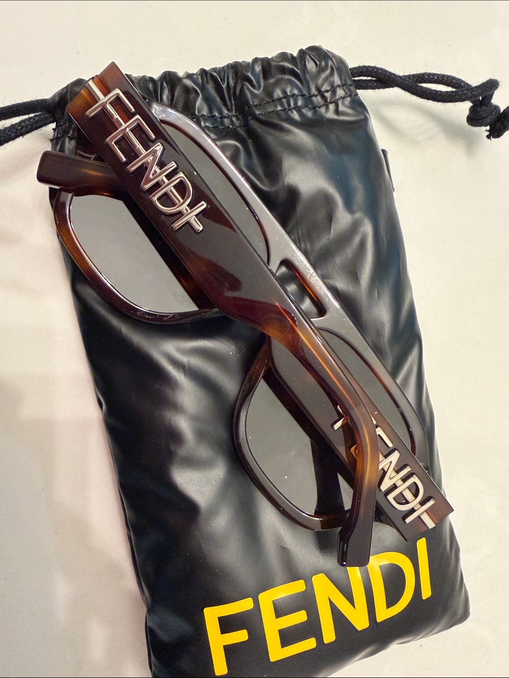 Fendi Tortoiseshell Frame Sunglasses with Dark Brown Lenses - Picture 3 of 9